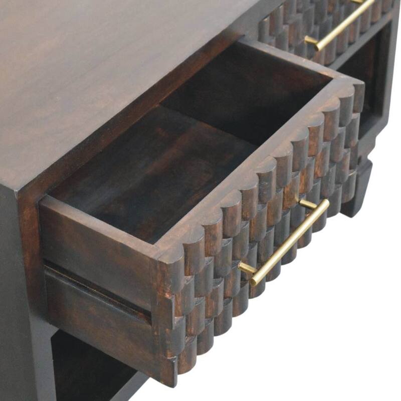 Artisan Furniture Solid Wood Arno Shoe Storage Unit, Mocha, 2-Drawers, 1-Shelf - N/A