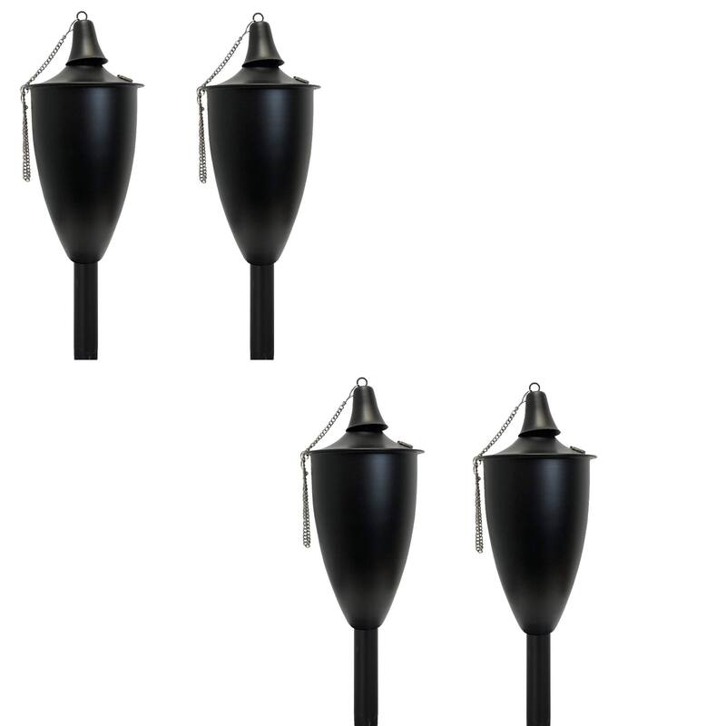 Large Elegant Tiki Torch - Hammered Patina - 4 Pack