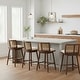 preview thumbnail 4 of 29, Christopher Knight Home - Talia Scandinavian Upholstered Wooden Counter Stool Set - Bar Chairs with Rattan Backrest Set of 4 - Dark Walnut Finish+Beige