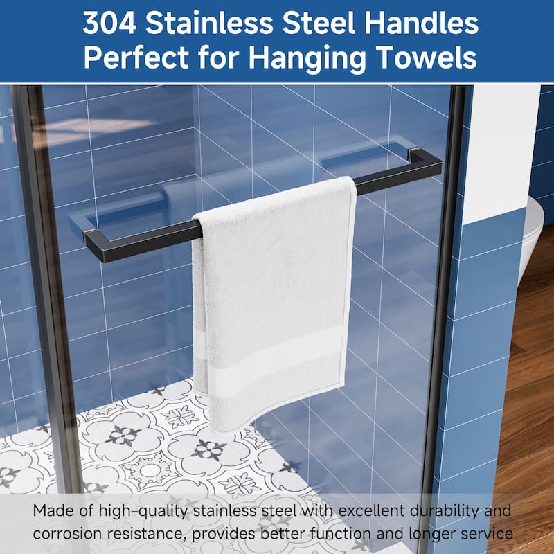 60 in. W x 72 in. H Sliding Semi-Frameless Shower Door with Tempered Glass - 60" x 72"