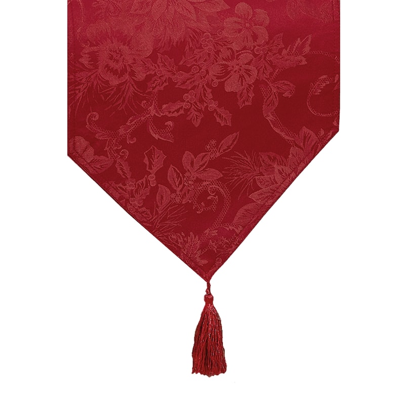 Poinsettia Elegance Jacquard Holiday Table Runner - 13"x70"