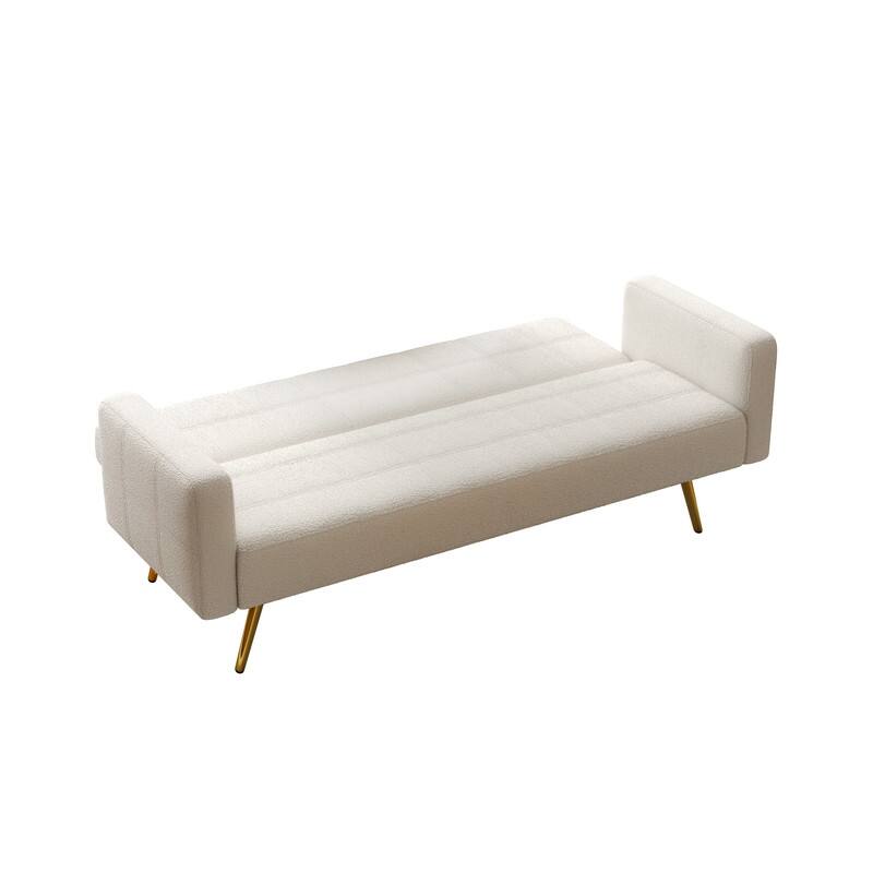 71.26" Teddy Velvet Three-Seater Sofa Bed,Beige