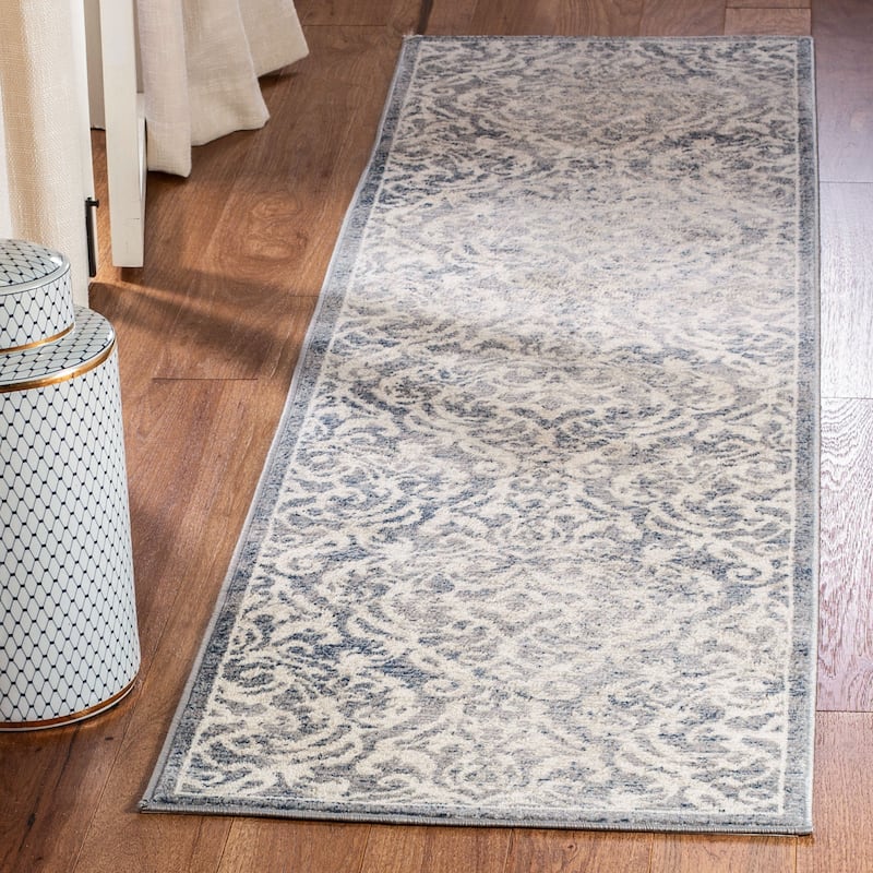 SAFAVIEH Brentwood Beulah Traditional Oriental Rug - 2' x 12' Runner - Light Grey/Blue