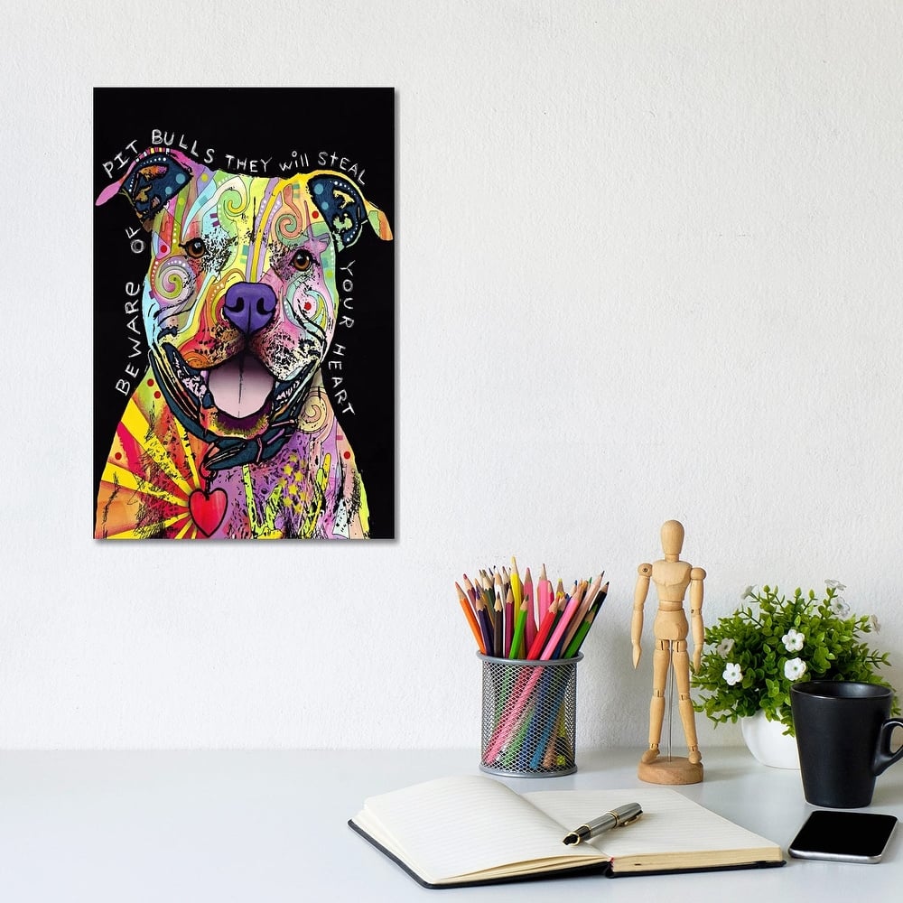 iCanvas "Beware of Pit Bulls" by Dean Russo Canvas Print