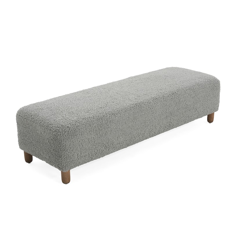 60.25-Inch Entryway Bench, Simple Upholstered Bench with Wood Legs