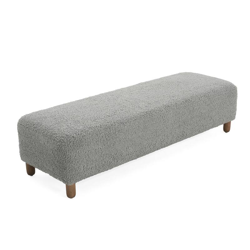 Simple and Versatile Design Comfortable Ottoman with Solid Pine and Plywood Frame, Assembly Required