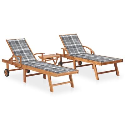 vidaXL Patio Lounge Chair Outdoor Sunbed Sunlounger with Cushion Solid Teak - 76.8" x 23.4" x 13.8"