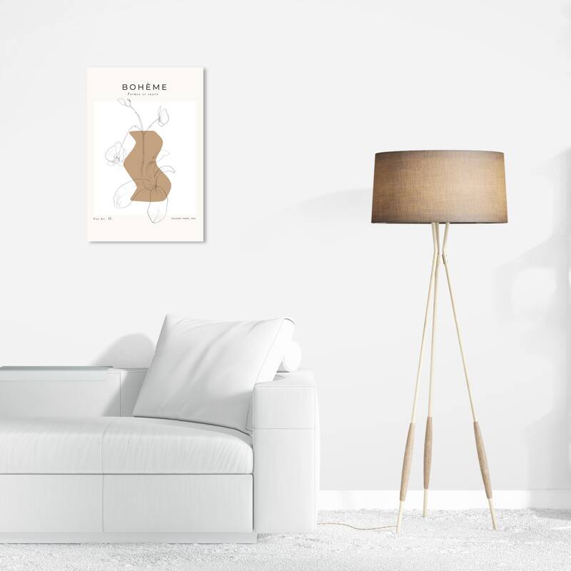 Wynwood Studio Canvas Floral and Botanical Floral Leaves Lines White and Modern & Contemporary Wall Art Canvas Print - 16 x 24