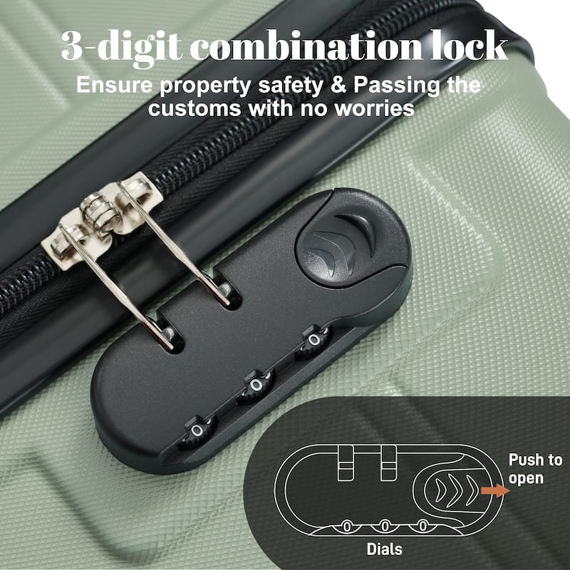 6 Piece Luggage Set, with Double Spinner Wheels Handle Password Lock, 14 IN Cosmetic Case 20/24/28 IN Luggages with Bag