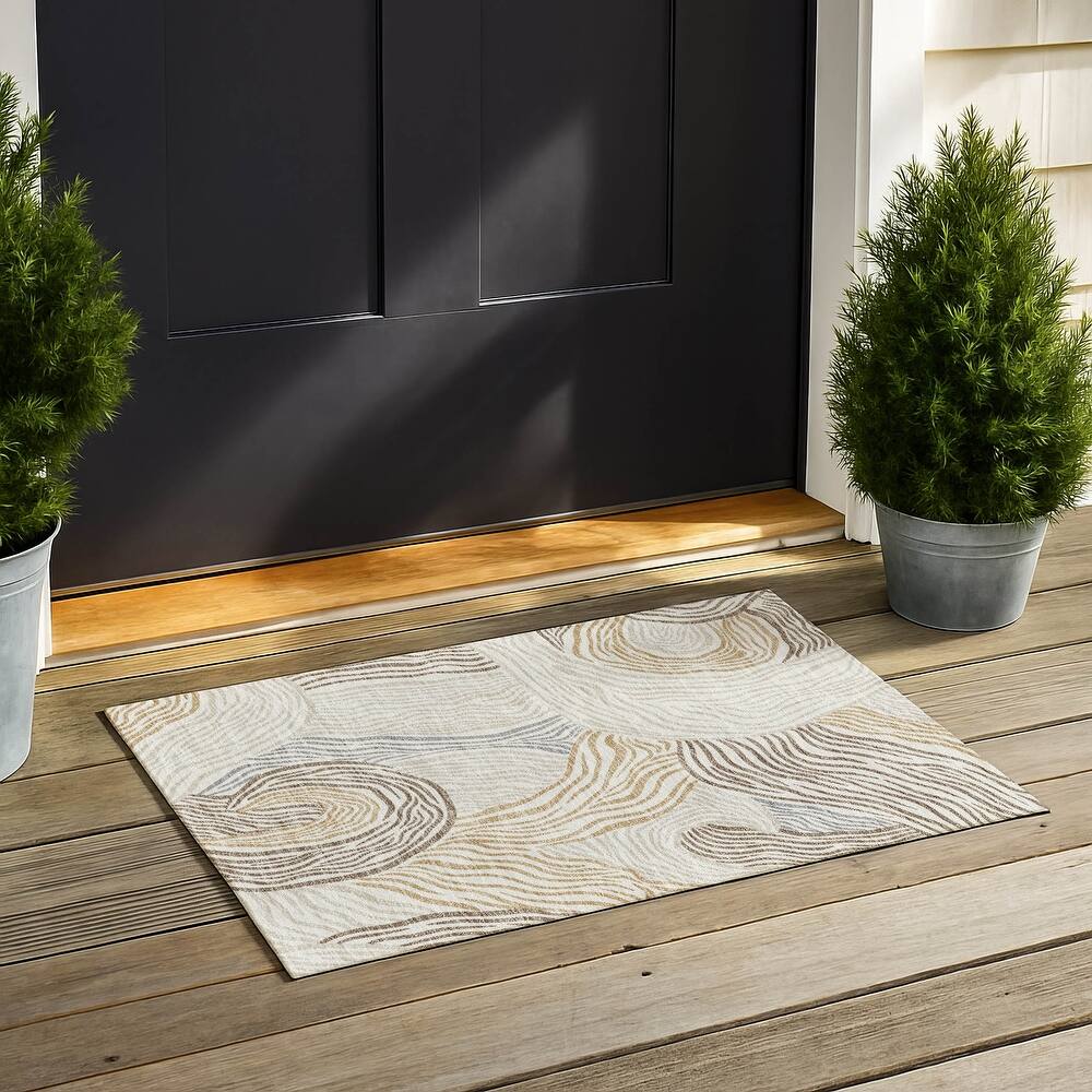 Machine Washable Indoor/ Outdoor Modern Cortez Chantille Rug