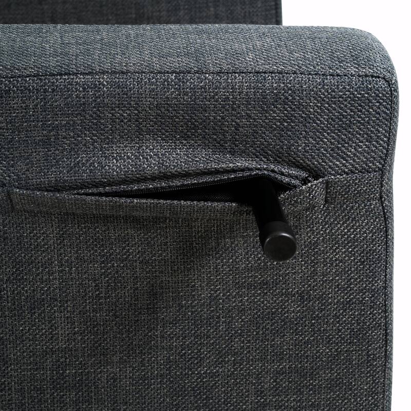 3 in 1 Foldable Linen Chaise Lounge with Adjustable Backrest, Footrest & Detachable Pillow