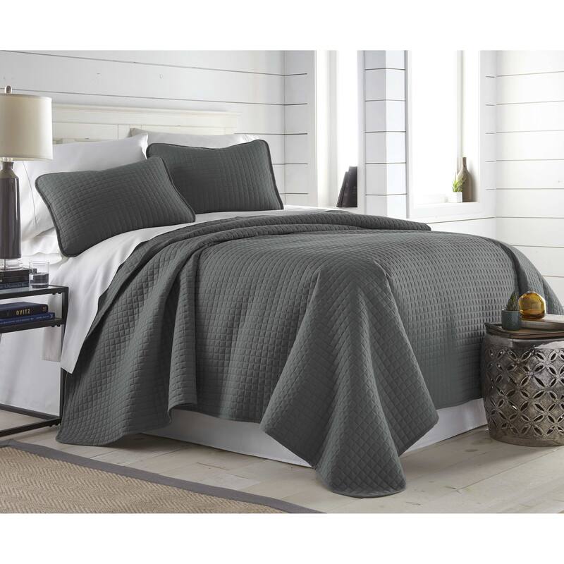 Oversized Solid 3-piece Quilt Set by Southshore Fine Linens - Slate - Full - Queen