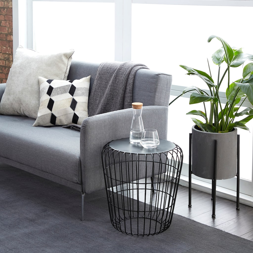 Round Black Wire Side Table