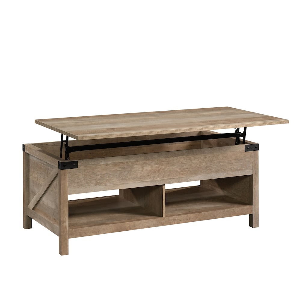 Wood Lift-Top Coffee Table with Hidden Storage and Divided Selves, Brown - 46.18" L x 23.62" W x 18.90" H