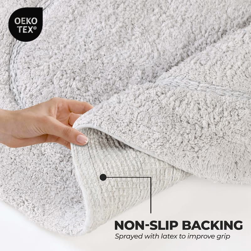 Superior Cotton Non-slip Oval Bath Rug - (Set of 2) - On Sale ...