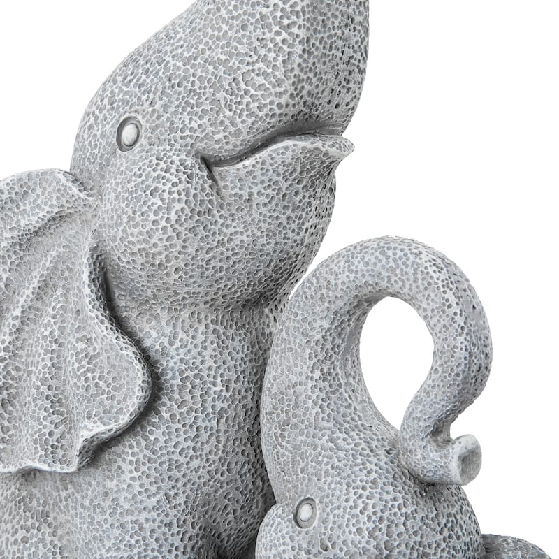 Glitzhome 18.25''H Resin Mother and Baby Elephant Statue