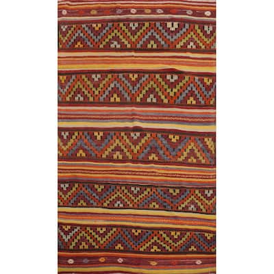 Hand Woven Oriental 100% Wool Carpet Southwestern Tribal Multi-Colored Kilim Area Rug - 8' 4'' X 5' 1''