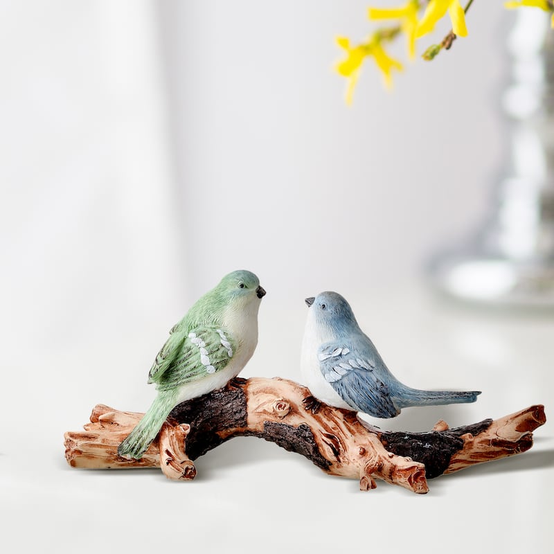 Resin Bird Couple On Branch 5.5"