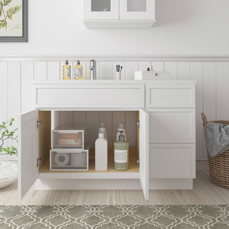 Vanity Art 48" Birch Freestanding Bathroom Vanity Cabinet without Top