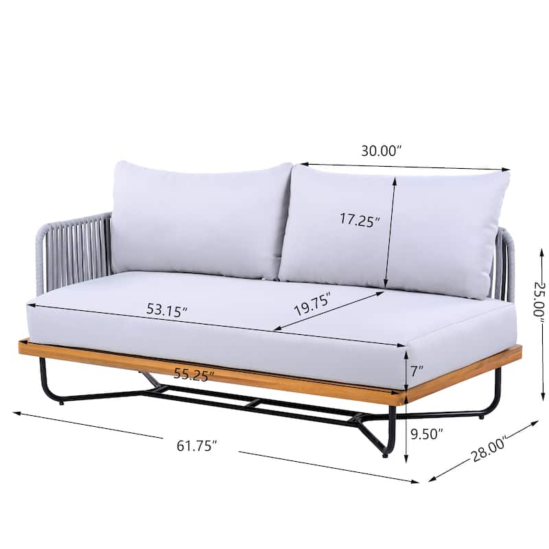 Christopher Knight Home - Evelyn Patio Outdoor Acacia Wood Rope Sofa Set