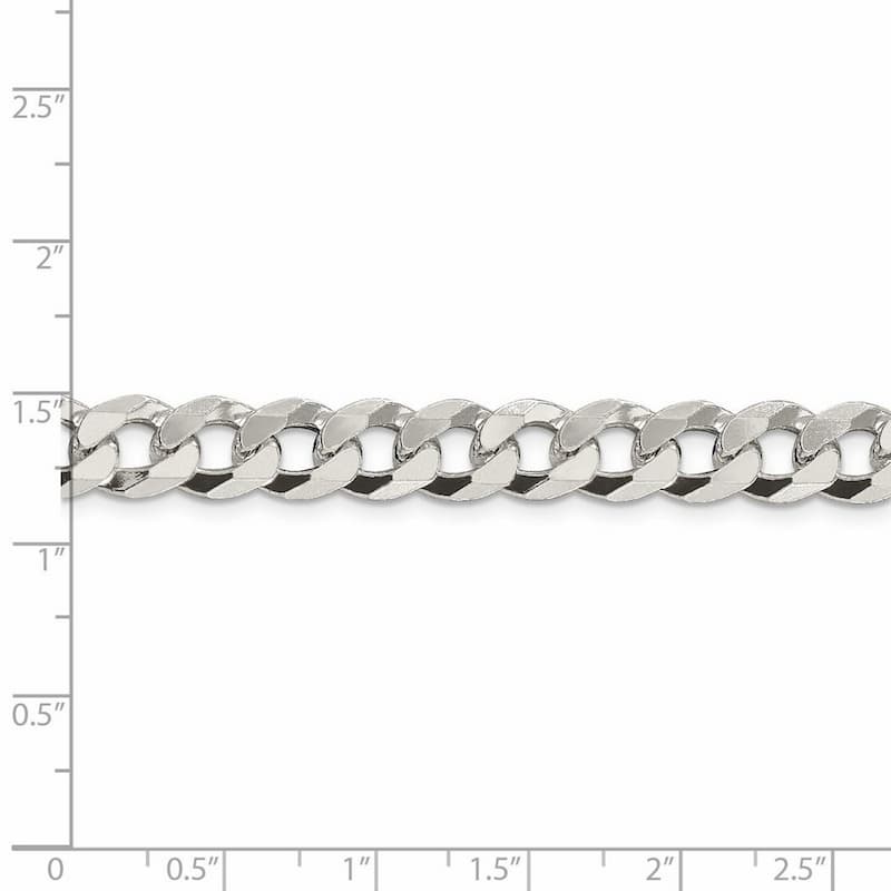Curata 925 Sterling Silver 8.5mm Beveled Curb Chain Necklace for Men