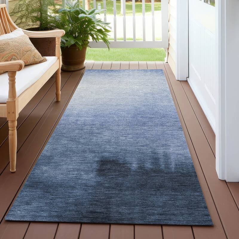 Machine Washable Indoor/ Outdoor Modern Dawn Chantille Rug - Navy - 2'3" x 7'6"
