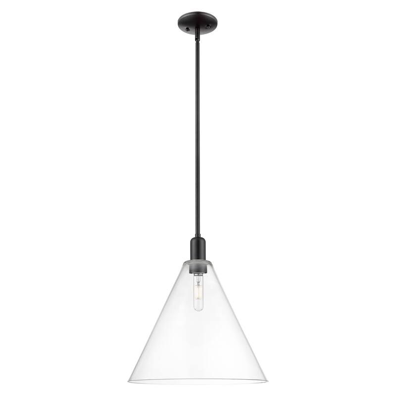 Innovations Lighting Endless Possibilities Arcadia - Berkshire Glass - 1 Light 16" Stem Hung Mini Pendant - Clear/Matte Black