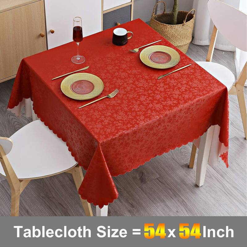 Square Table Cloth,Waterproof Heavy Duty Vinyl Tablecloths,54"L x 54"W