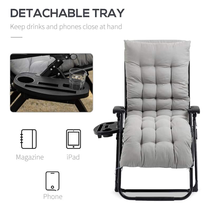 Outsunny Zero Gravity Chair, Folding Reclining Lounge Chair with Padded Cushion, Side Tray for Indoor and Outdoor