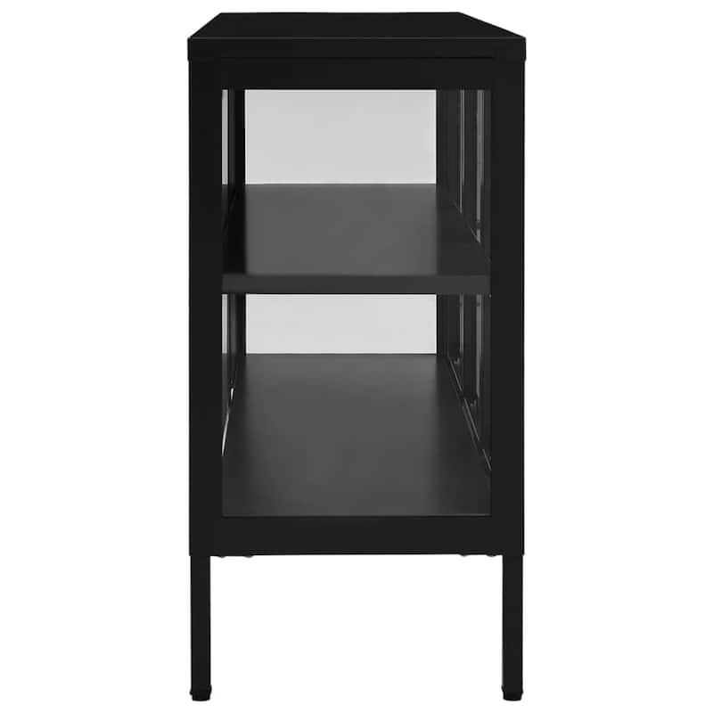 vidaXL Sideboard Black 41.3"x13.8"x27.6" Steel and Glass