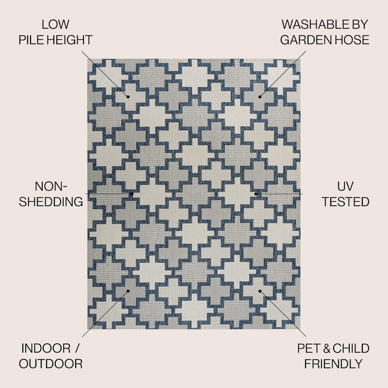 JONATHAN Y Lior Modern Geometric Tile Pattern Salmon/Cream Indoor/Outdoor Area Rug