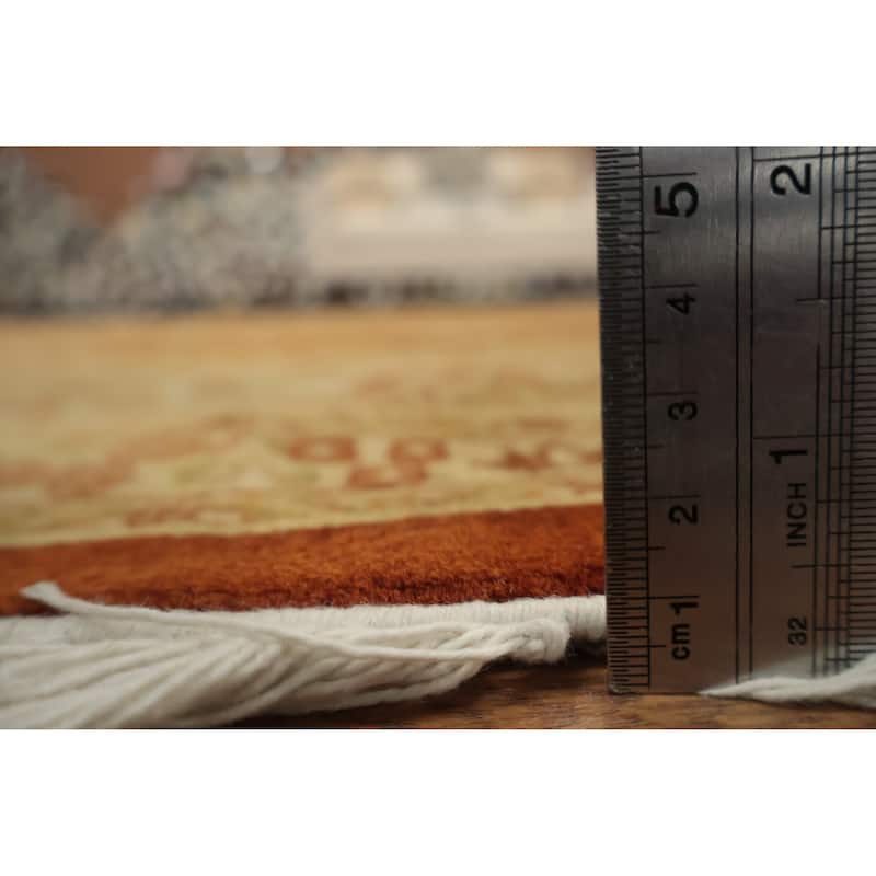 Hand Knotted Oriental 100% Wool Carpet Traditional Floral Oranges & Rust Tabriz Area Rug - 8' 0'' X 8' 0''