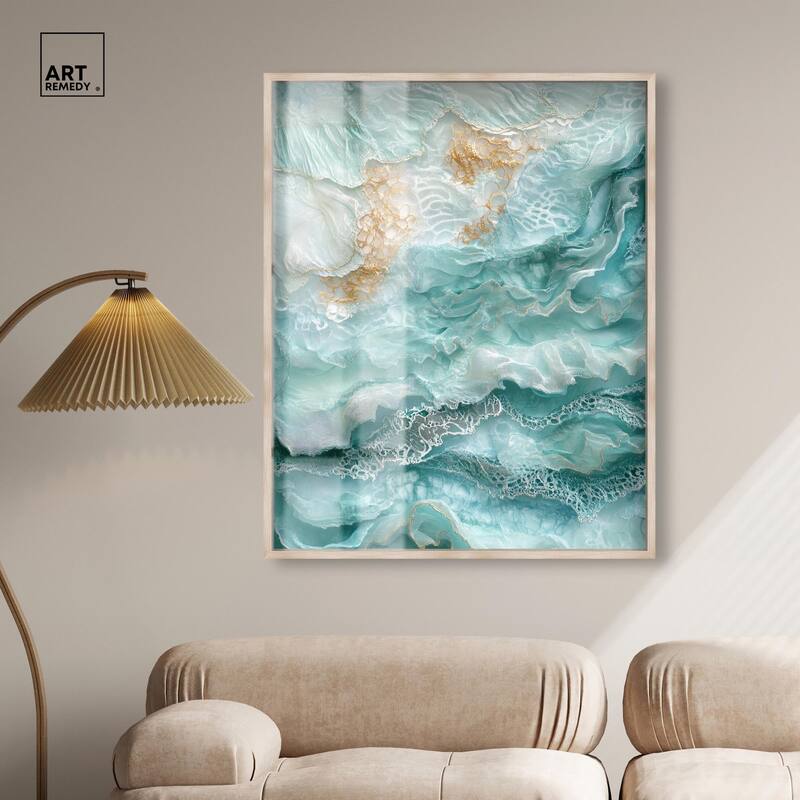 Teal Tiered Turbulence Shadowbox by Art Remedy