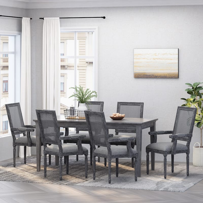 Maria Wood and Cane Upholstered Dining Chair by Christopher Knight Home - 23.75" L x 23.75" W x 39.75" H