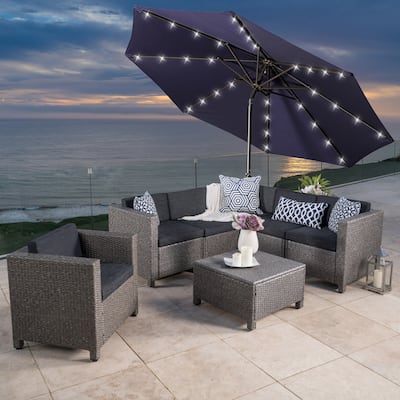 9 ft. Aluminum Market High Quality Solar LED Light Tilt Patio Beach Umbrella
