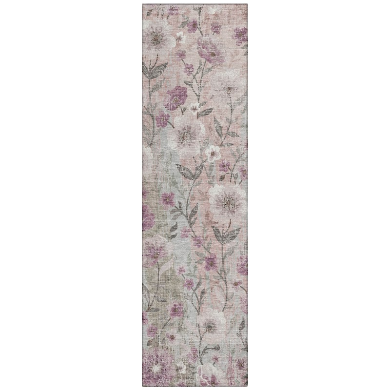 Machine Washable Indoor/ Outdoor Floral Joy Chantille Rug