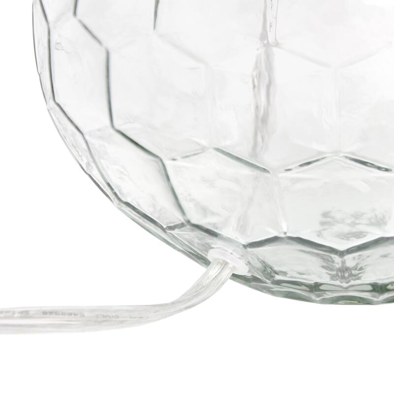 17.75" Engraved Honeycomb Glass Table Desk Lamp with Fabric Shade