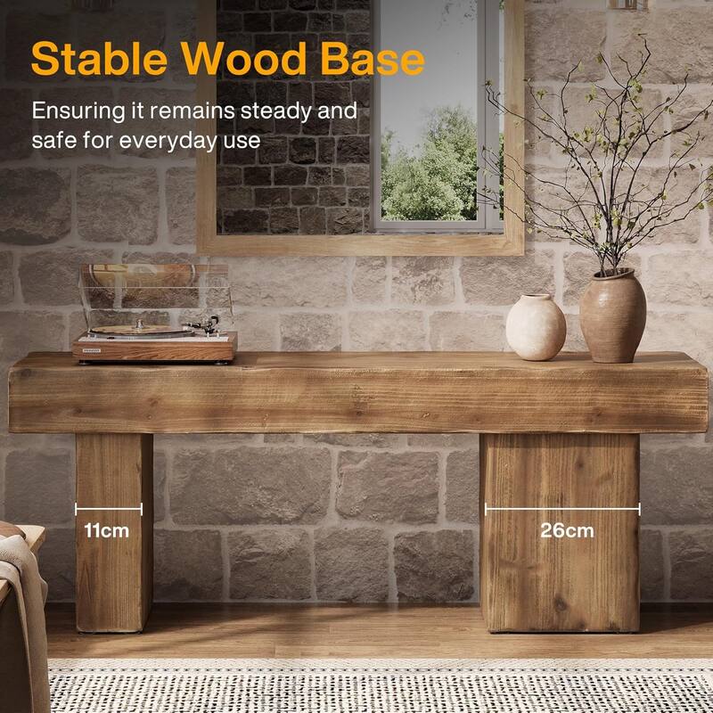 47” Farmhouse Solid Wood Bench with Thickened Seat