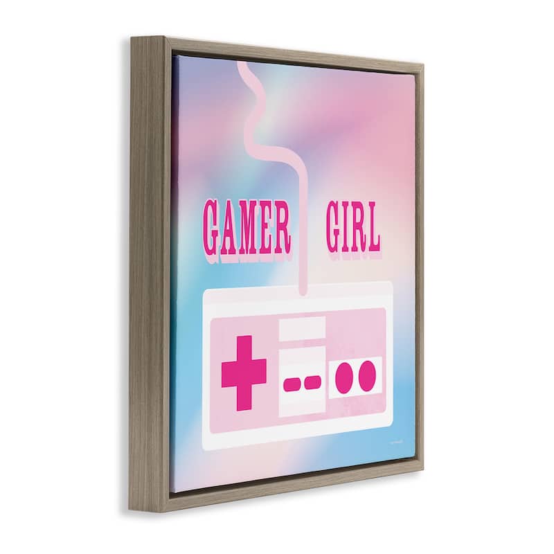 Stupell Pastel Gamer Girl Controller Framed Floater Canvas Wall Art Design By Yass Naffas Designs