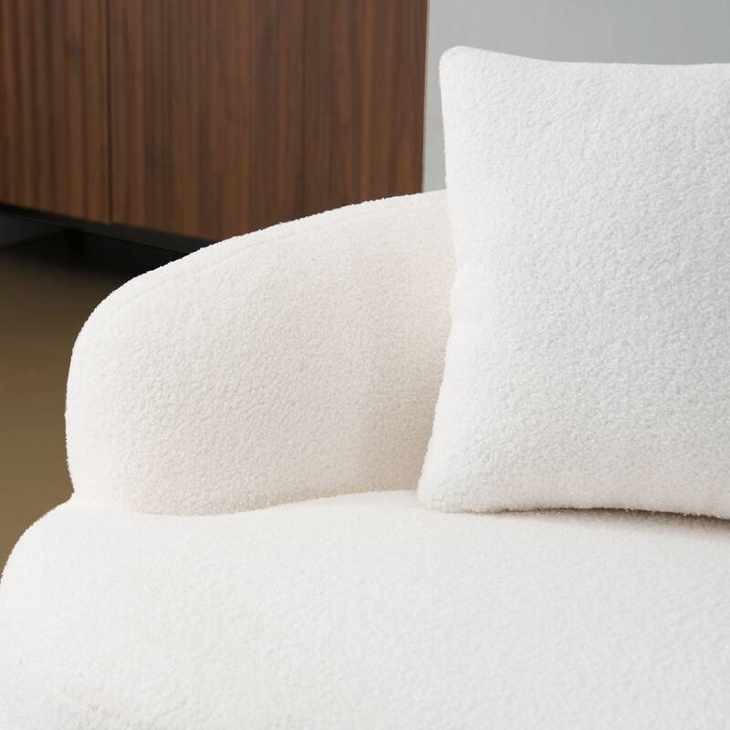 Cloud-like Curved Loveseat Sofa Teddy Fabric Compression Couch