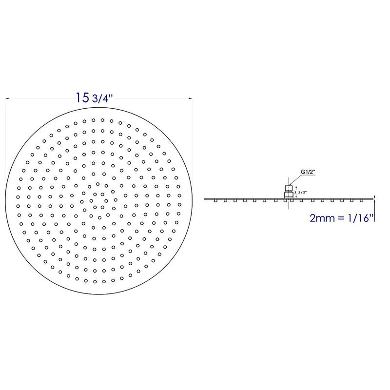 ALFI brand RAIN16R-PSS Solid Polished Stainless Steel 16-inch Round Thin Rain Shower Head