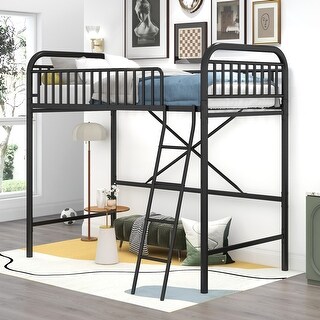 Metal Loft Bed with Innovative Space Saving Design (Twin Size)