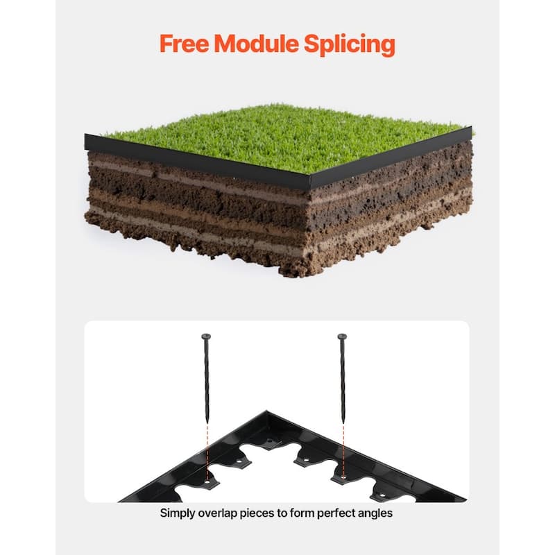 60 Feet Black Plastic Garden Edging 10 Pack with 8 in Stakes L-Shaped Lawn Landscape Border - 6' x 1.6"