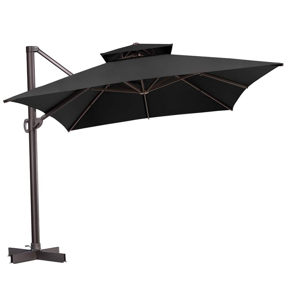 10 x 13 ft Double Top 360 Degrees Rotation Outdoor Patio Cantilever Offset Umbrella