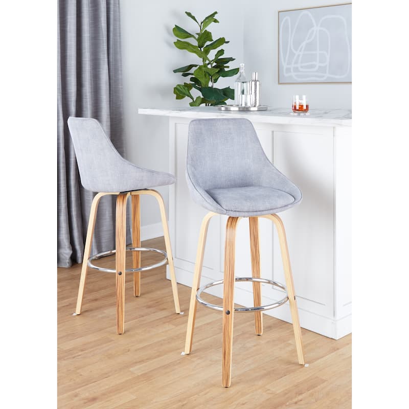 Carson Carrington Alba 30" Fixed-Height Bar Stool with Bent Wood Legs & Round Footrest (Set of 2)