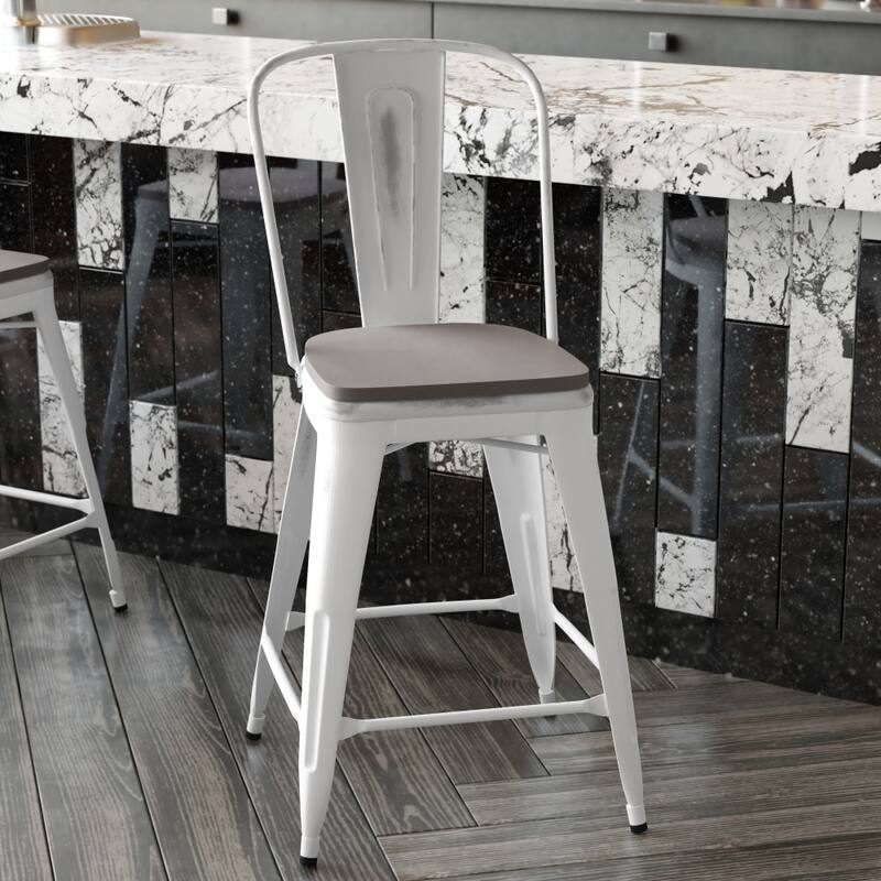 All-Weather Counter Height Stool with Poly Resin Seat