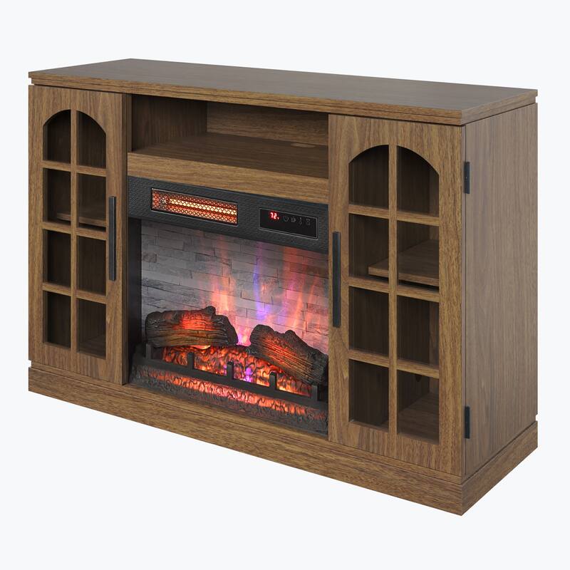 duraflame® Electric Fireplace TV Stand for 55 Inch TVs, Natural Walnut
