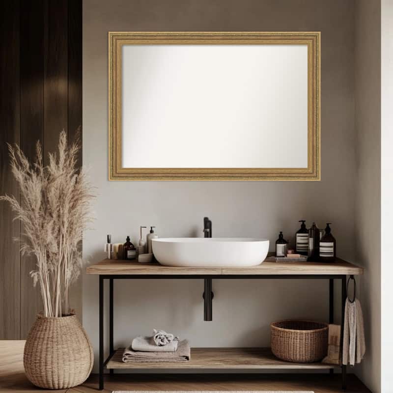 Elliot Gold Non-Beveled Framed Bathroom Vanity Wall Mirror - Elliot Gold