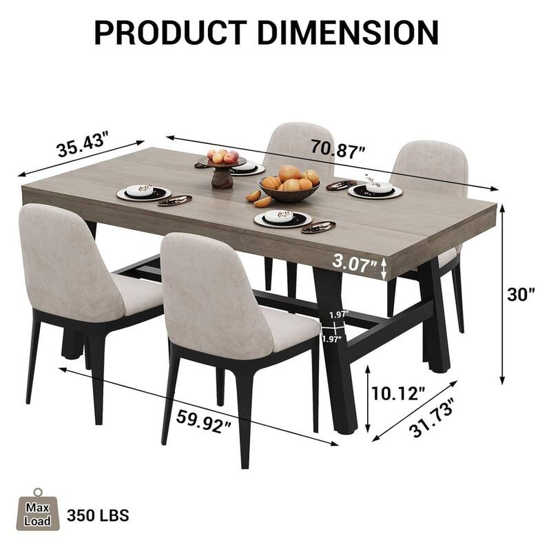 Industrial Long Dining Table for 6-8 People