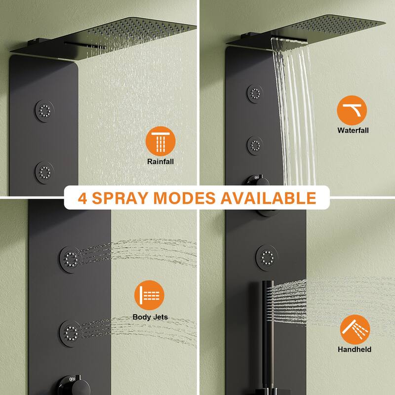 4-Function 39 in. Shower Full Body Shower Panel System with Rainfall Shower head,Body Jets And Hand Shower(Valve Included)